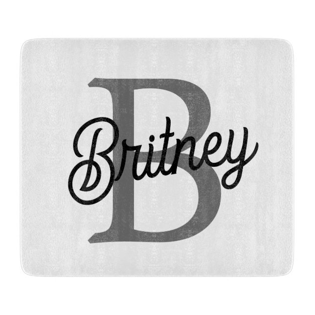 Modern Elegant Monogram Namn Black Grått-skript (Framsidan)