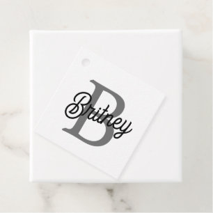 Modern Elegant Monogram Namn Black Grått-skript Gåvor Etiketter