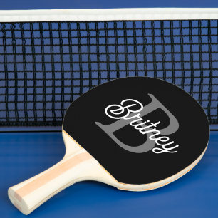 Modern Elegant Monogram Namn Black Grått-skript Pingisracket