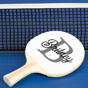 Modern Elegant Monogram Namn Black Grått-skript Pingisracket