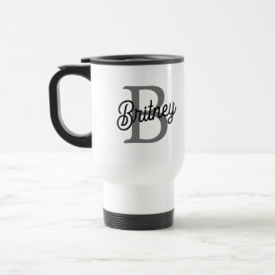 Modern Elegant Monogram Namn Black Grått-skript Resemugg