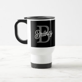 Modern Elegant Monogram Namn Black Grått-skript Resemugg