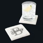 Modern Elegant Monogram Namn Black Grått-skript Stenunderlägg<br><div class="desc">Den moderna Eleganten Monogram Namn Black Grått Stone-Underlägg är ett sofistikerat och praktiskt tillägg till din heminstruktör. Med en elegant svart design med grått-skript är denna underlägg personlig med elegant monogram och namn. Den är gjord av en varaktig sten och skyddar inte bara yta från alkoholhaltiga fläckar utan tillför också...</div>