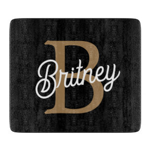 Modern Elegant Monogram Namn Black Guld