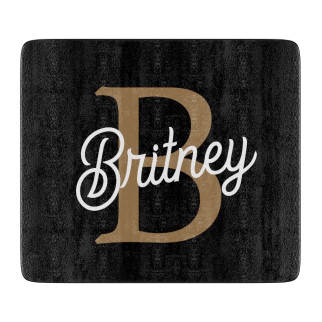 Modern Elegant Monogram Namn Black Guld (Framsidan)