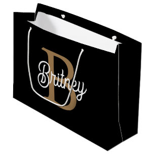 Modern Elegant Monogram Namn Black Guld