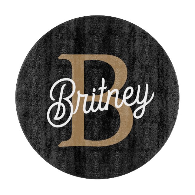 Modern Elegant Monogram Namn Black Guld (Framsidan)