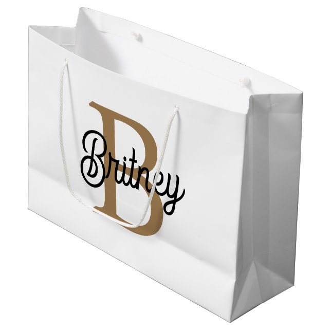 Modern Elegant Monogram Namn Black Guld (Framsidan Vinklad)