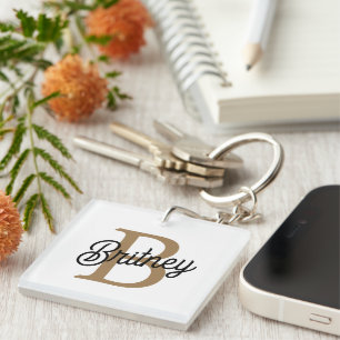 Modern Elegant Monogram Namn Black Guld
