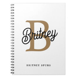 Modern Elegant Monogram Namn Black Guld Anteckningsbok