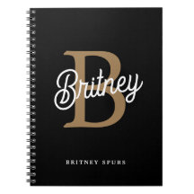 Modern Elegant Monogram Namn Black Guld