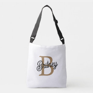 Modern Elegant Monogram Namn Black Guld Axelväska