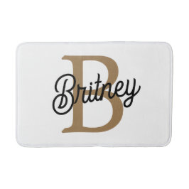 Modern Elegant Monogram Namn Black Guld Badrumsmatta