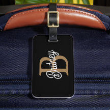 Modern Elegant Monogram Namn Black Guld