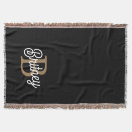 Modern Elegant Monogram Namn Black Guld Filt
