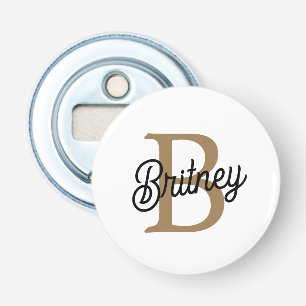 Modern Elegant Monogram Namn Black Guld Flasköppnare