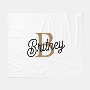 Modern Elegant Monogram Namn Black Guld Fleecefilt