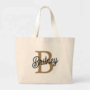 Modern Elegant Monogram Namn Black Guld Jumbo Tygkasse