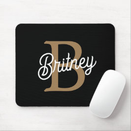 Modern Elegant Monogram Namn Black Guld Musmatta