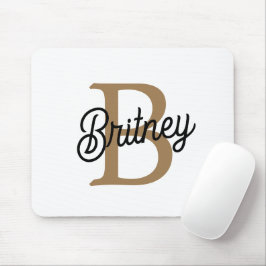 Modern Elegant Monogram Namn Black Guld Musmatta