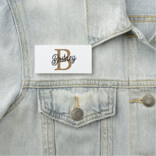 Modern Elegant Monogram Namn Black Guld Namnbricka