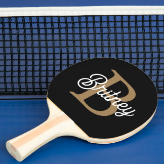 Modern Elegant Monogram Namn Black Guld Pingisracket