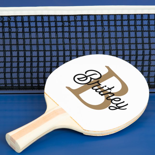 Modern Elegant Monogram Namn Black Guld Pingisracket (Insitu)
