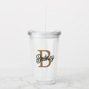 Modern Elegant Monogram Namn Black Guld Take Away Mugg