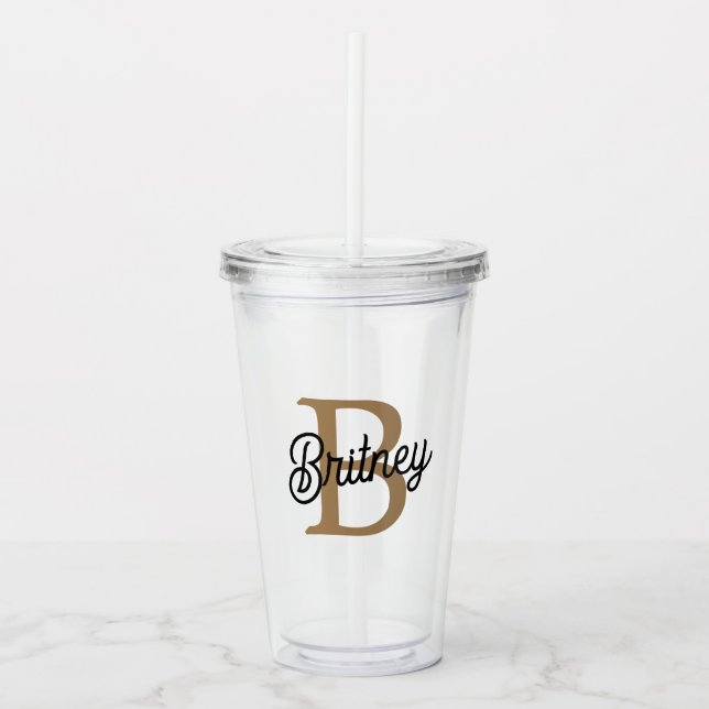 Modern Elegant Monogram Namn Black Guld Take Away Mugg (Framsida)