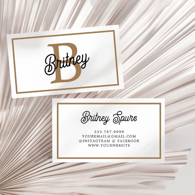 Modern Elegant Monogram Namn Black Guld Visitkort (Skapare uppladdad)