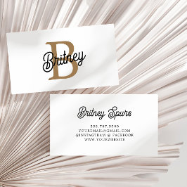 Modern Elegant Monogram Namn Black Guld Visitkort