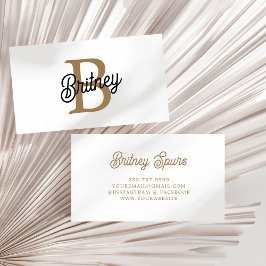 Modern Elegant Monogram Namn Black Guld Visitkort