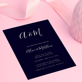 Modern Elegant Monogram Navy White Bröllop Inbjudningar