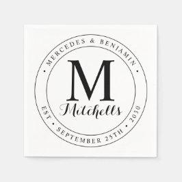 Modern Elegant Monogram Personlig Bröllop Pappersservett