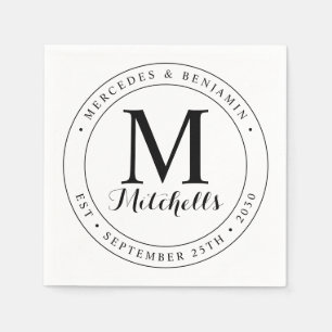 Modern Elegant Monogram Personlig Bröllop Pappersservett