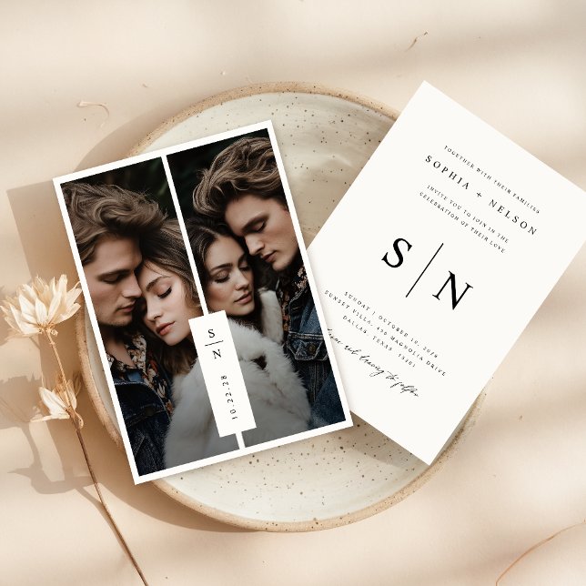 Modern Elegant Monogram Photo Bröllop Inbjudningar (Skapare uppladdad)