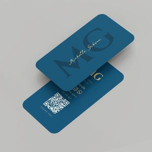 Modern Elegant Monogram Regal Blue-Professionell Visitkort