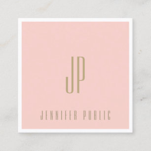 Modern Elegant Monogram  Rosa Guld Font Plain Fyrkantigt Visitkort