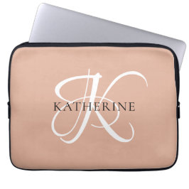 Modern Elegant, monogram Rosa Laptop Fodral