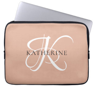 Modern Elegant, monogram  Rosa Laptop Fodral