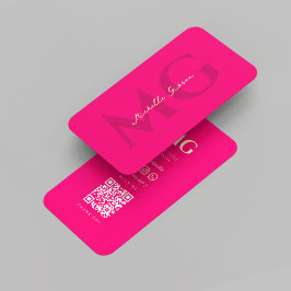 Modern Elegant Monogram-Rosa Visitkort