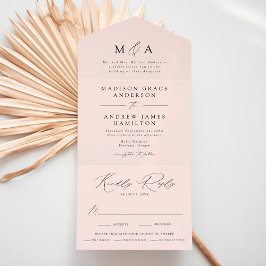 Modern Elegant Monogram Rosabröllopsfirande