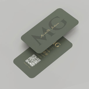 Modern Elegant Monogram Sage Grönt Lawyer Visitkort