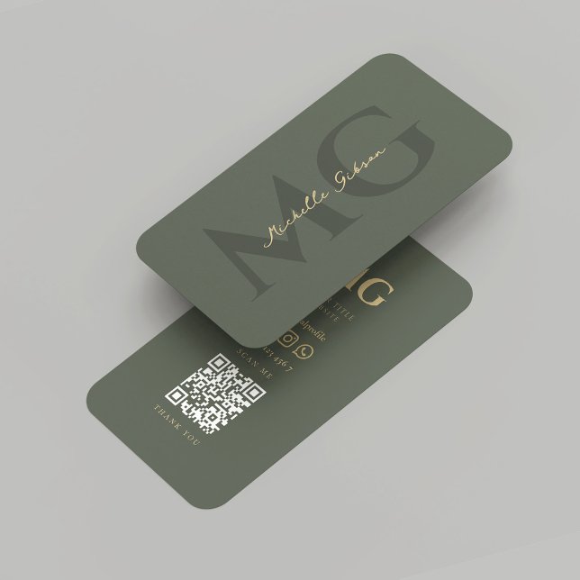 Modern Elegant Monogram Sage Grönt Lawyer Visitkort (Modern Elegant Monogram Sage Green Lawyer Business Card
)