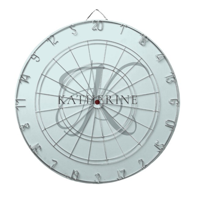 Modern Elegant, monogram, skript Aqua Blue Darttavla (Framsidan)