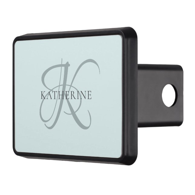 Modern Elegant, monogram, skript Aqua Blue Dragkroksskydd (Vänster)