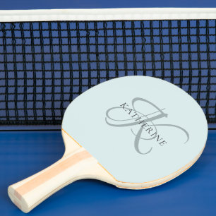 Modern Elegant, monogram, skript Aqua Blue Pingisracket