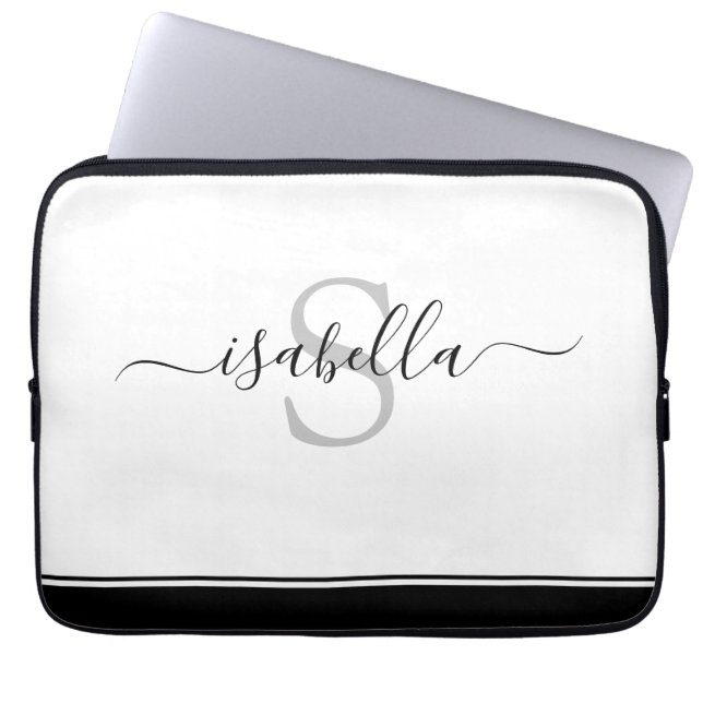 Modern elegant monogram skript  laptop fodral (Framsidan)