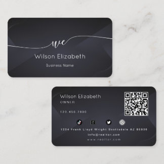 Modern elegant monogram svart och vit QR-kod Visitkort