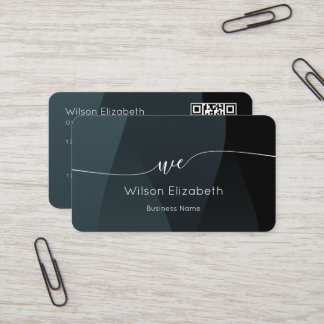 Modern elegant monogram svart och vit QR-kod Visitkort